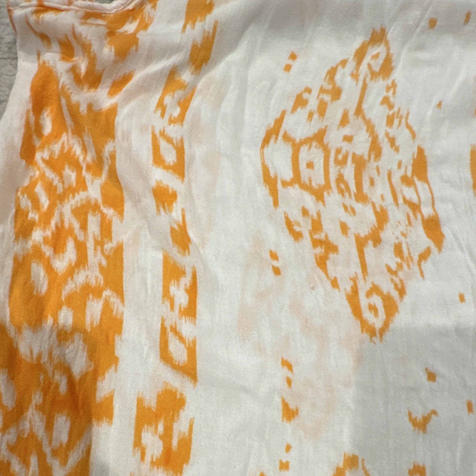 Lagaci White Orange Geometric Spaghetti Strap Ruffle Maxi Dress Rayon M
