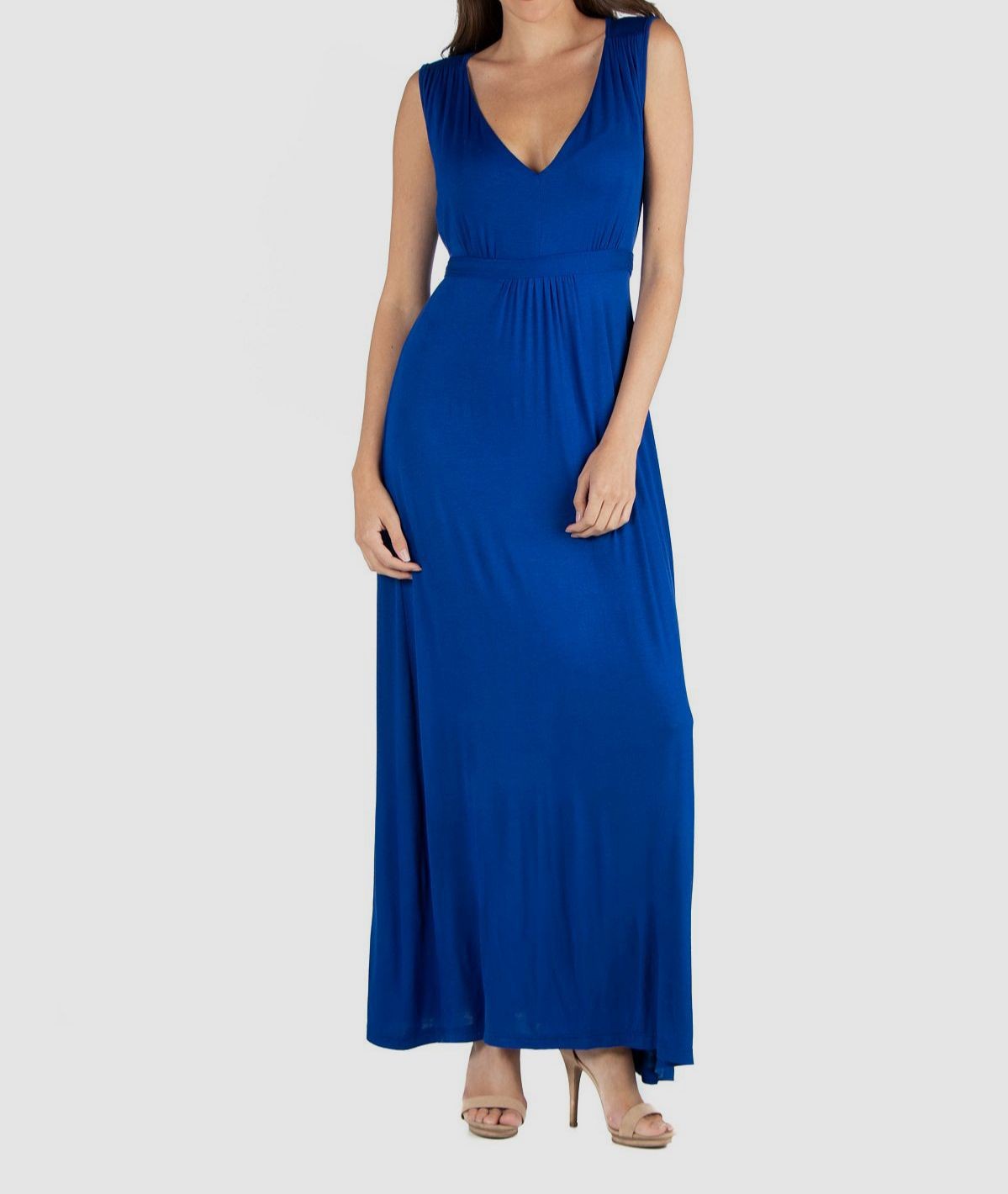24seven Comfort Apparel Women’s Blue Sleeveless V-Neck Self-Tie Dress Size XL