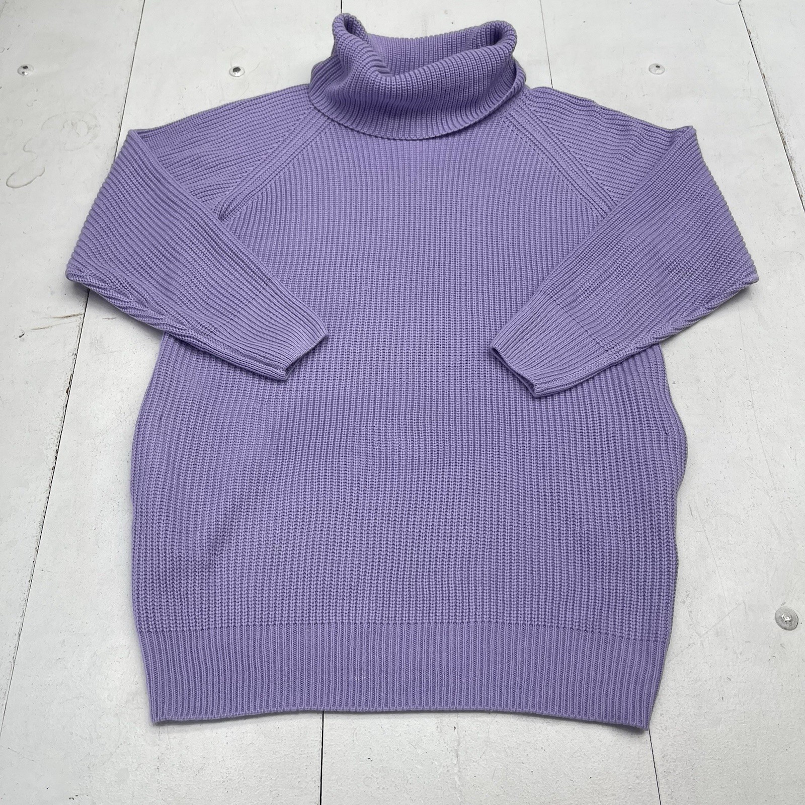 Women’s Purple Jnit Turtleneck Long Sleeve Pocket Sweater Dress Size Large