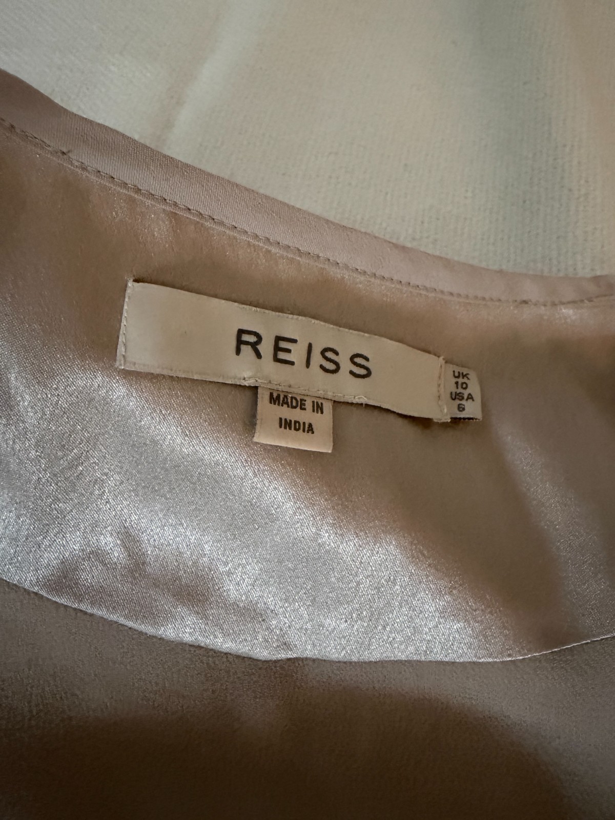 REISS Champagne Satin Studded Shift Dress Sleeveless Cocktail Dress Size 6