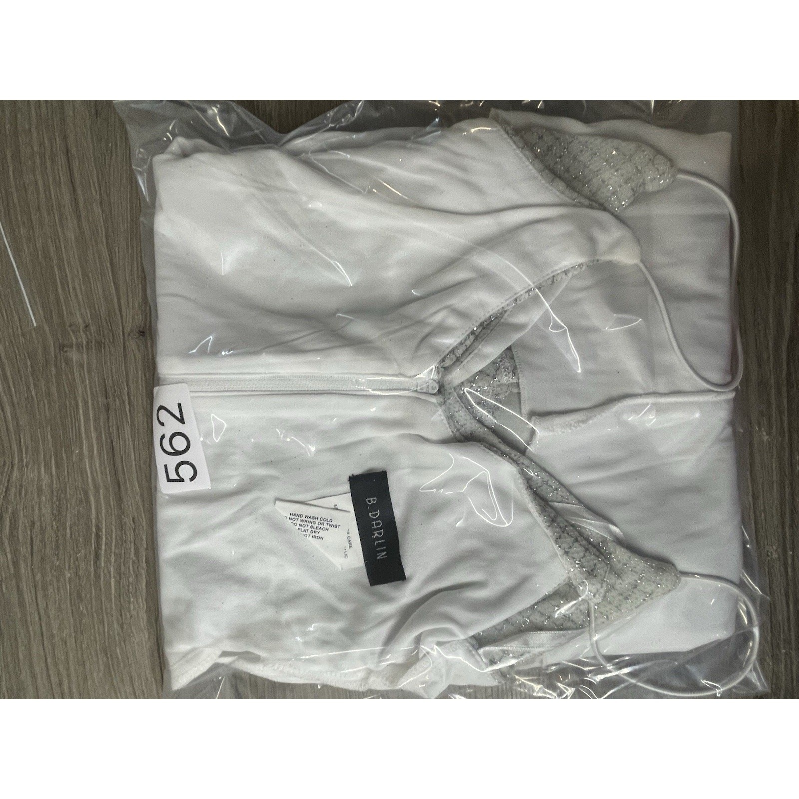 B. Darlin Juniors’ Netted Rhinestone Dress – Silver/White – NWT