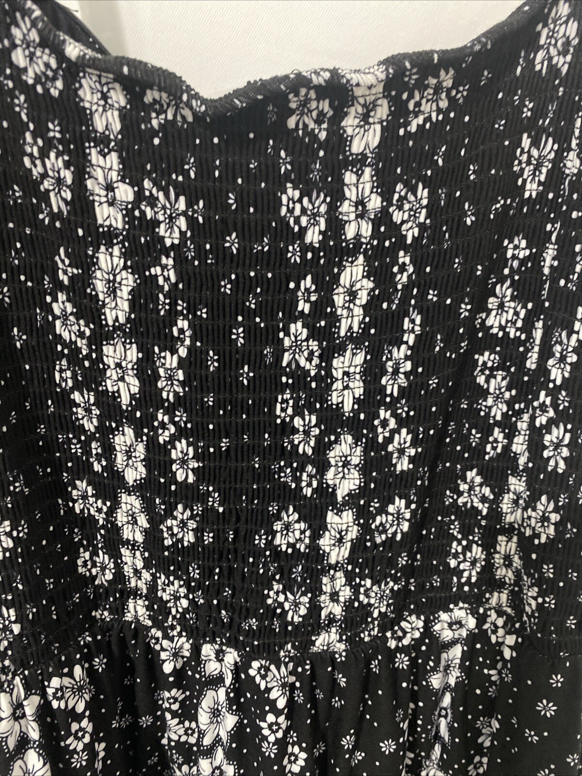 No Boundaries Juniors Tiered Spaghetti Strap Dress Black/White Floral XXXL (21)