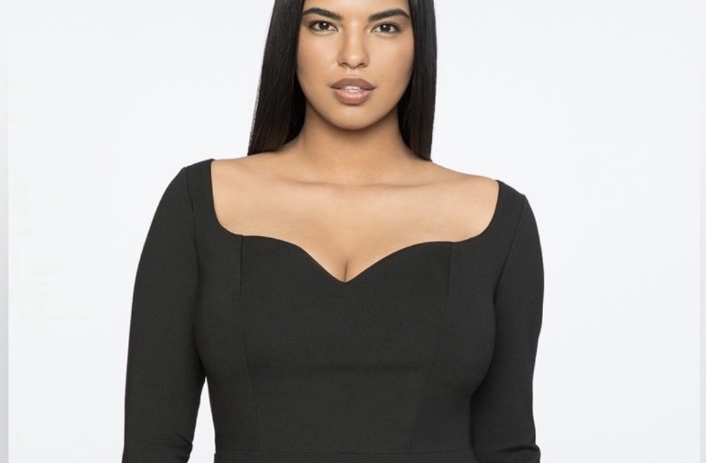 Eloquii Black Sweetheart Neckline Sheath Midi Formal Dress Women’s Size 18 NEW