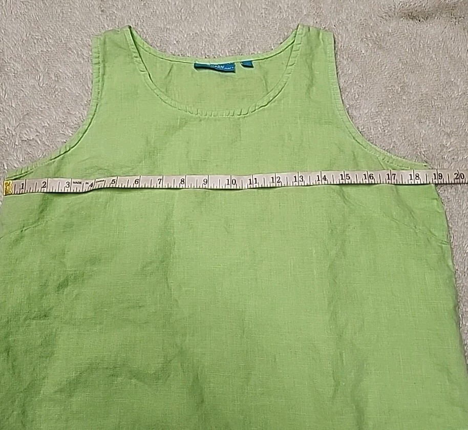 • Cotton Connection Women’s Sleeveless 100% Linen Dress Size Small Green Pockets