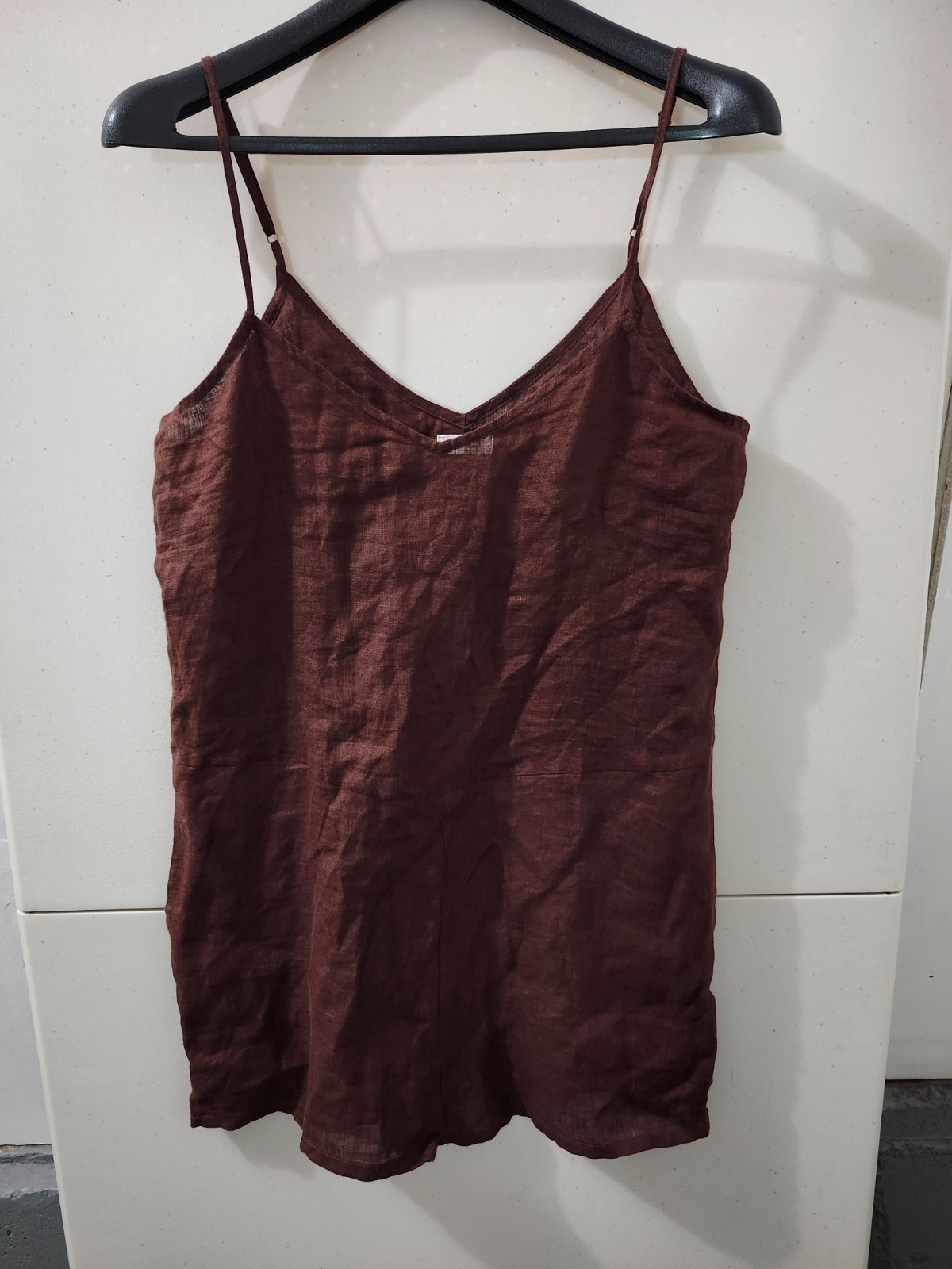 Vitamin A Dress Womens S Brown Cami Tank Mini Coverup Beach 100% Linen Anthro