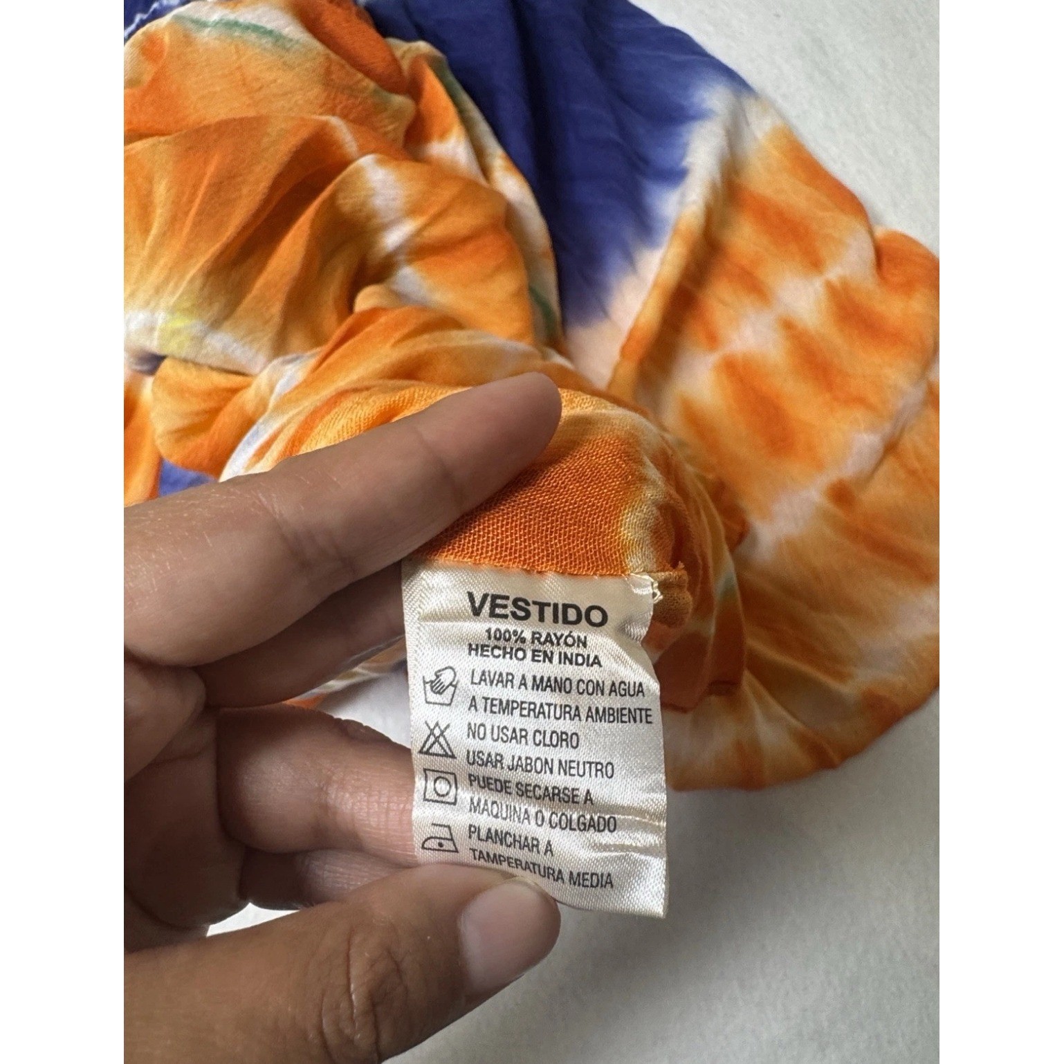 Seerat Womens Tie Dye Floral Embroidered Sleeveless Tunic Dress Orange Blue NEW