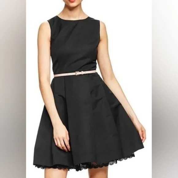 Litle Black Dress (LBD) Black Cocktail Lace Tulle Sequin w/pockets Size Large