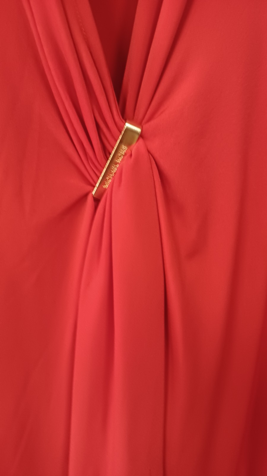 Michael Kors Red Blaze Draped Surplice Stretch Jersey Dress XL NEW