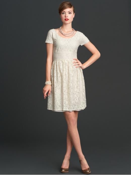 Banana Republic Mad Men Collection Metallic Cream Fit Flare Lace Dress 12