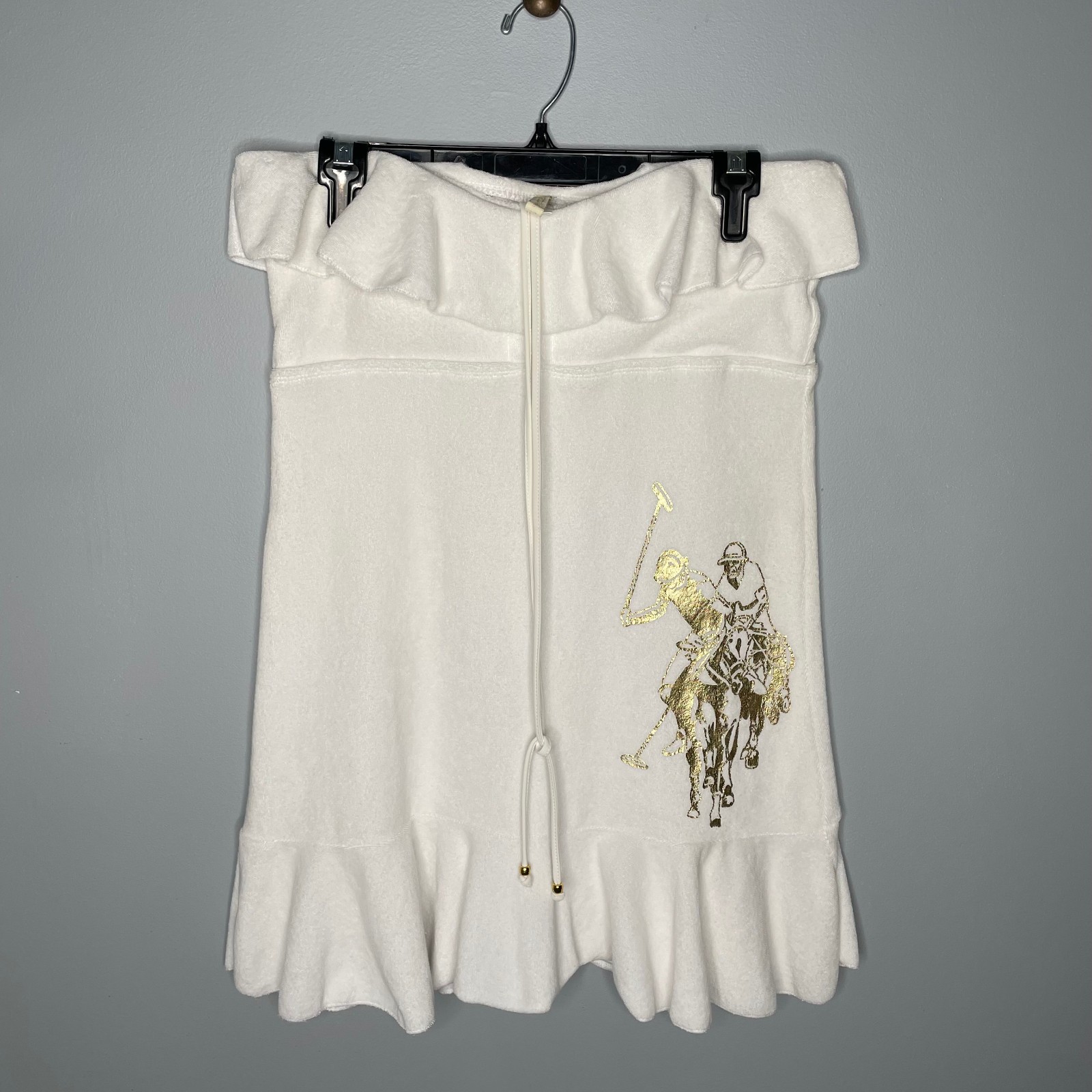 Polo Big Pony White Terry Cloth Halter Dress Bathing Suit Cover L Read Junior’s