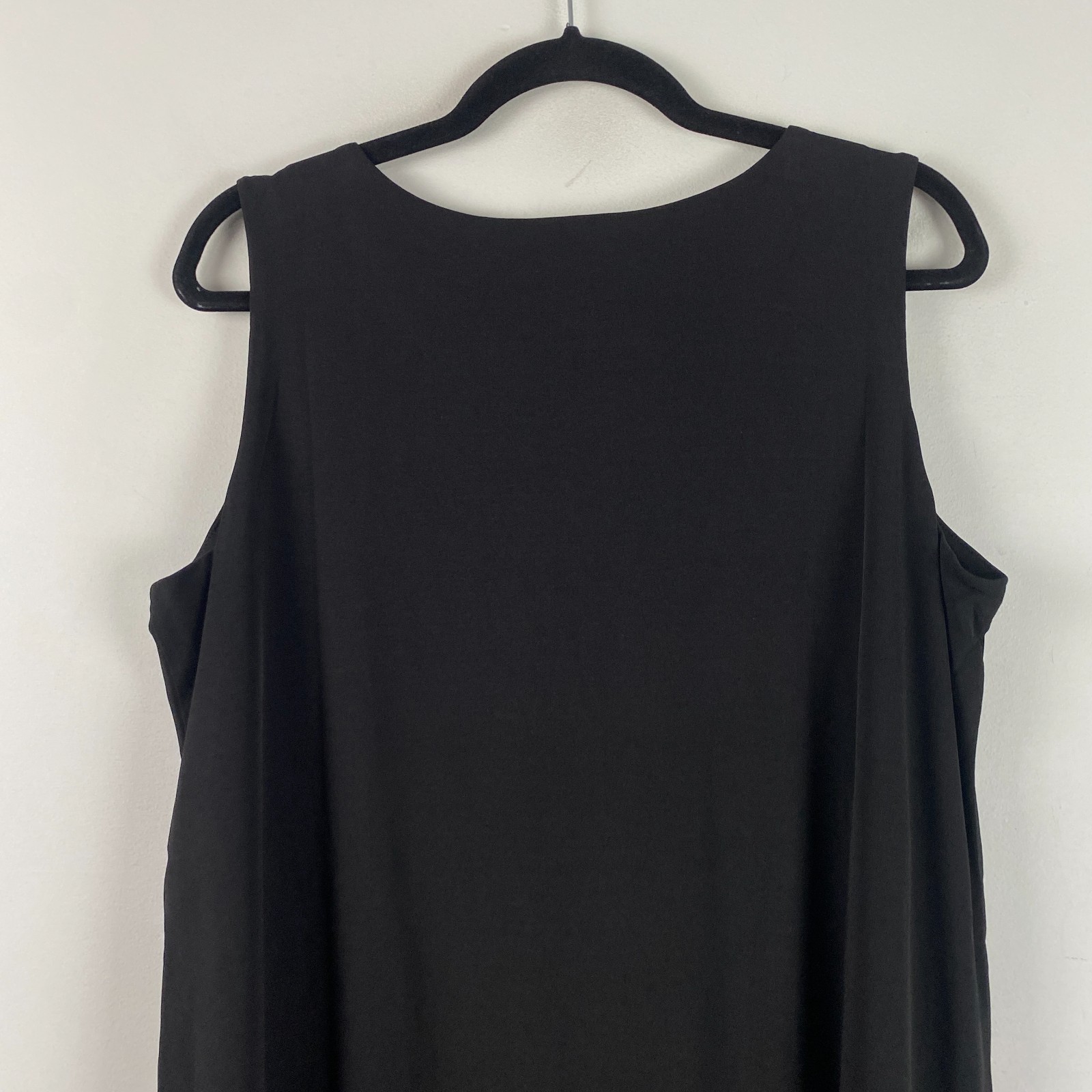 Susan Graver Liquid Knit Tiered Shift Dress Size Petite Large Black Sleeveless