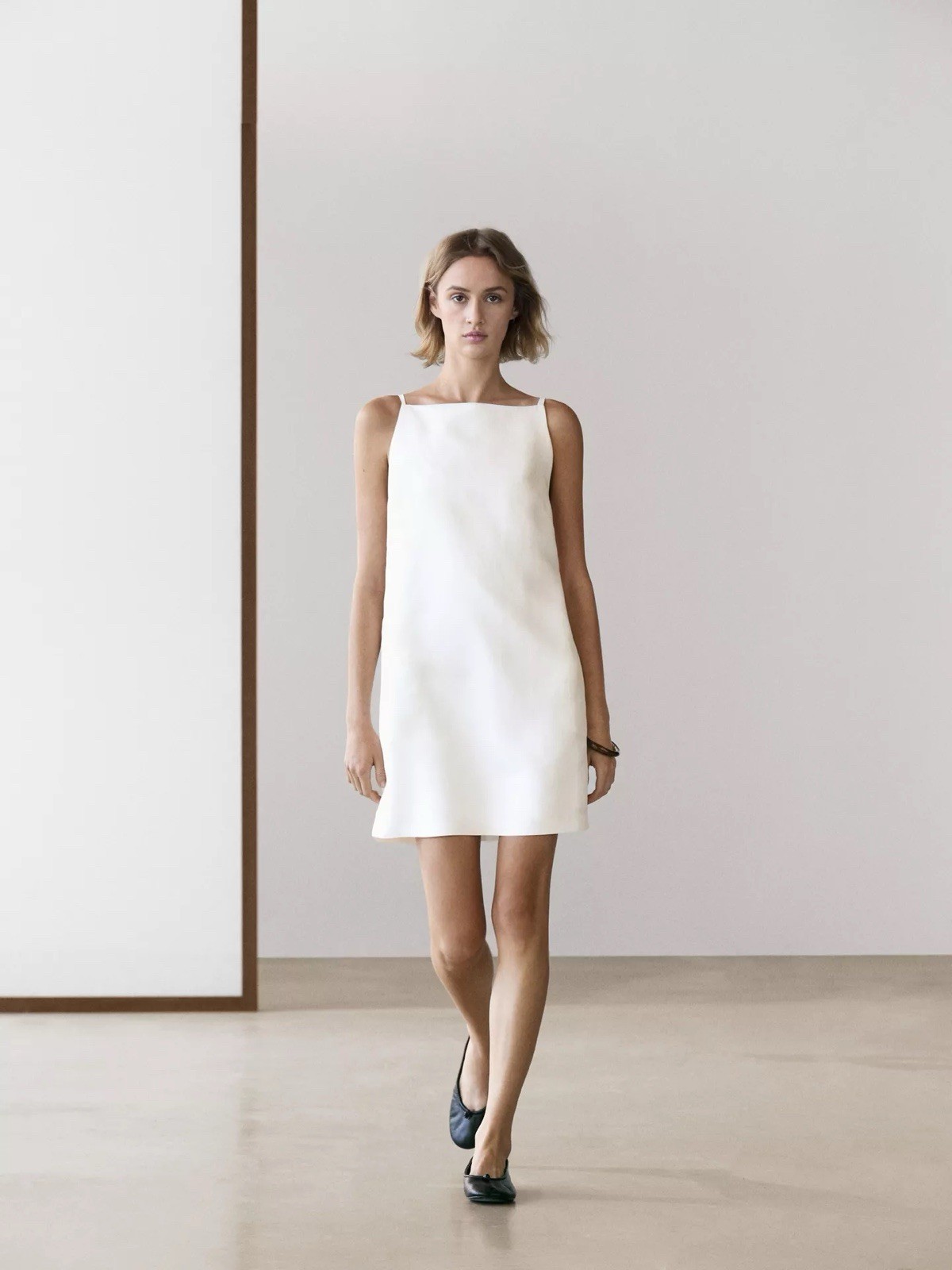 NOWT MASSIMO DUTTI Thin Strap Mini Dress In White Sz M/L