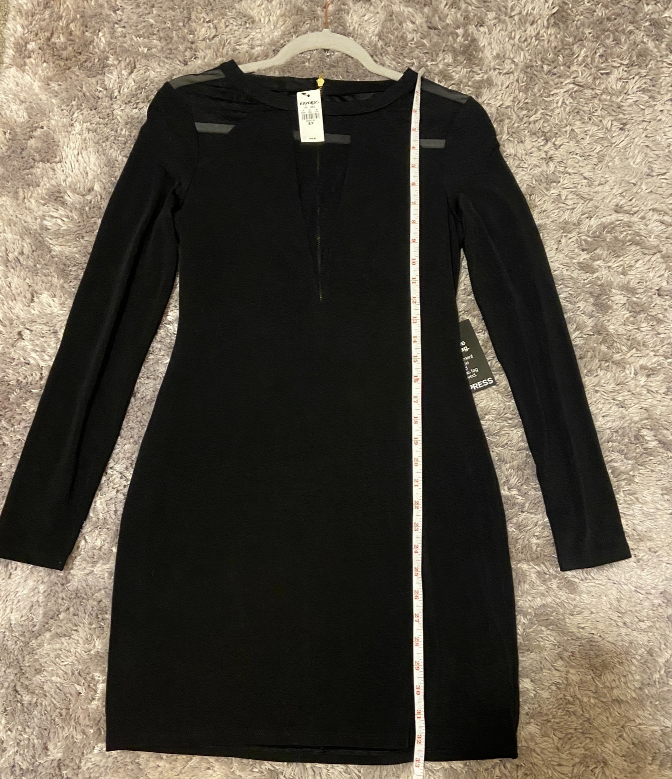 NWT Express Black Sheer Block Long Sleeve Bodycon Cocktail Party Dress Women’s S