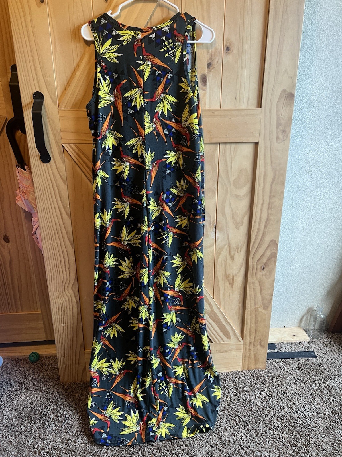 LuLaRoe Dani Multicolor Tropical Bird Print Maxi Tank Dress Size 2XL Summer Boho