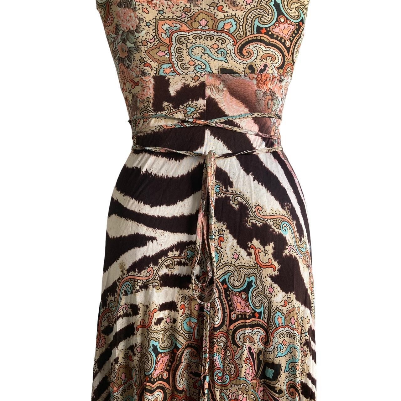 class by roberto cavalli 00s zebra & floral maxi dress