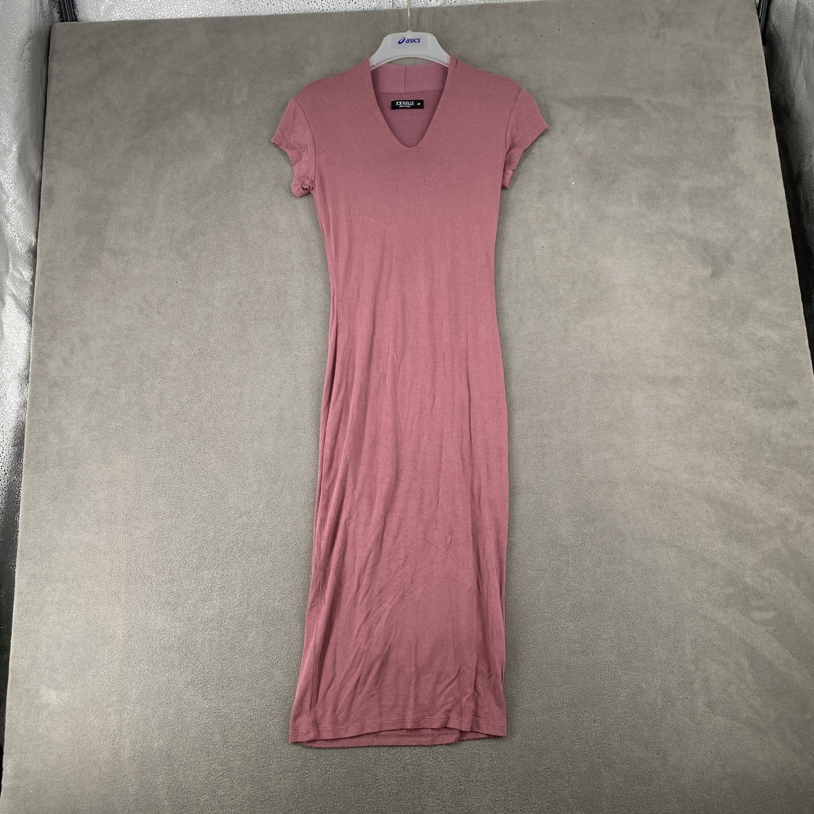 Joe & Elle Womens Pink Short Sleeve V-Neck Bodycon Midi Dress Small 5855