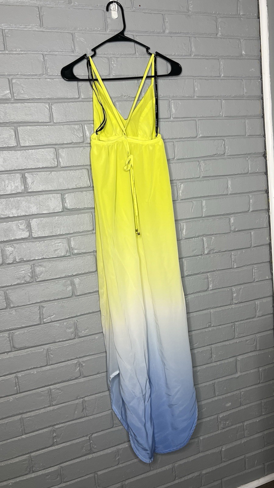 Gypsy 05 Triangle Spaghetti Panel V-Neck Cami Dress in Sky & Lime Size XS