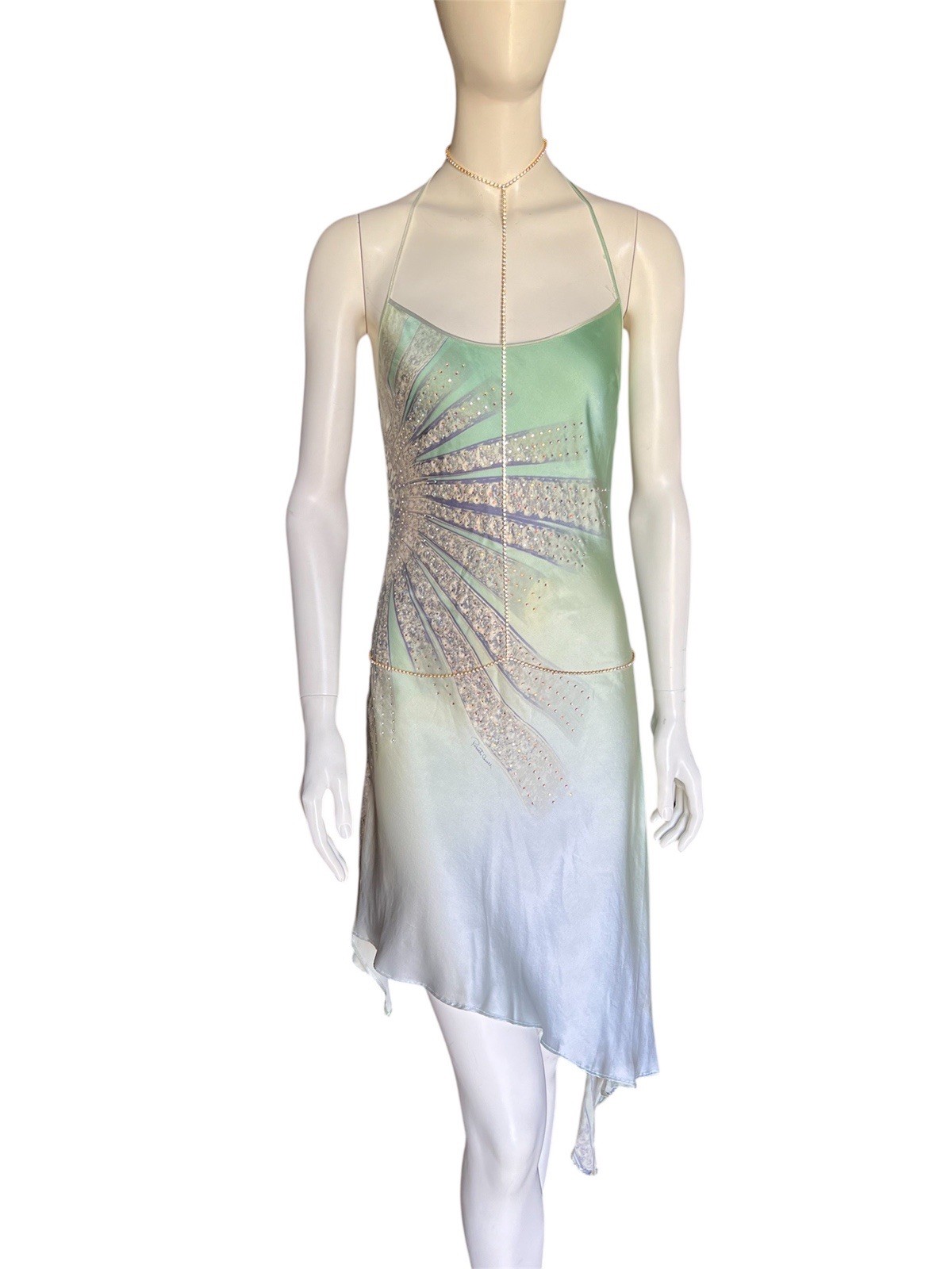 Roberto Cavalli SS 2000 Embellished Dress And Body Chain Runway Set