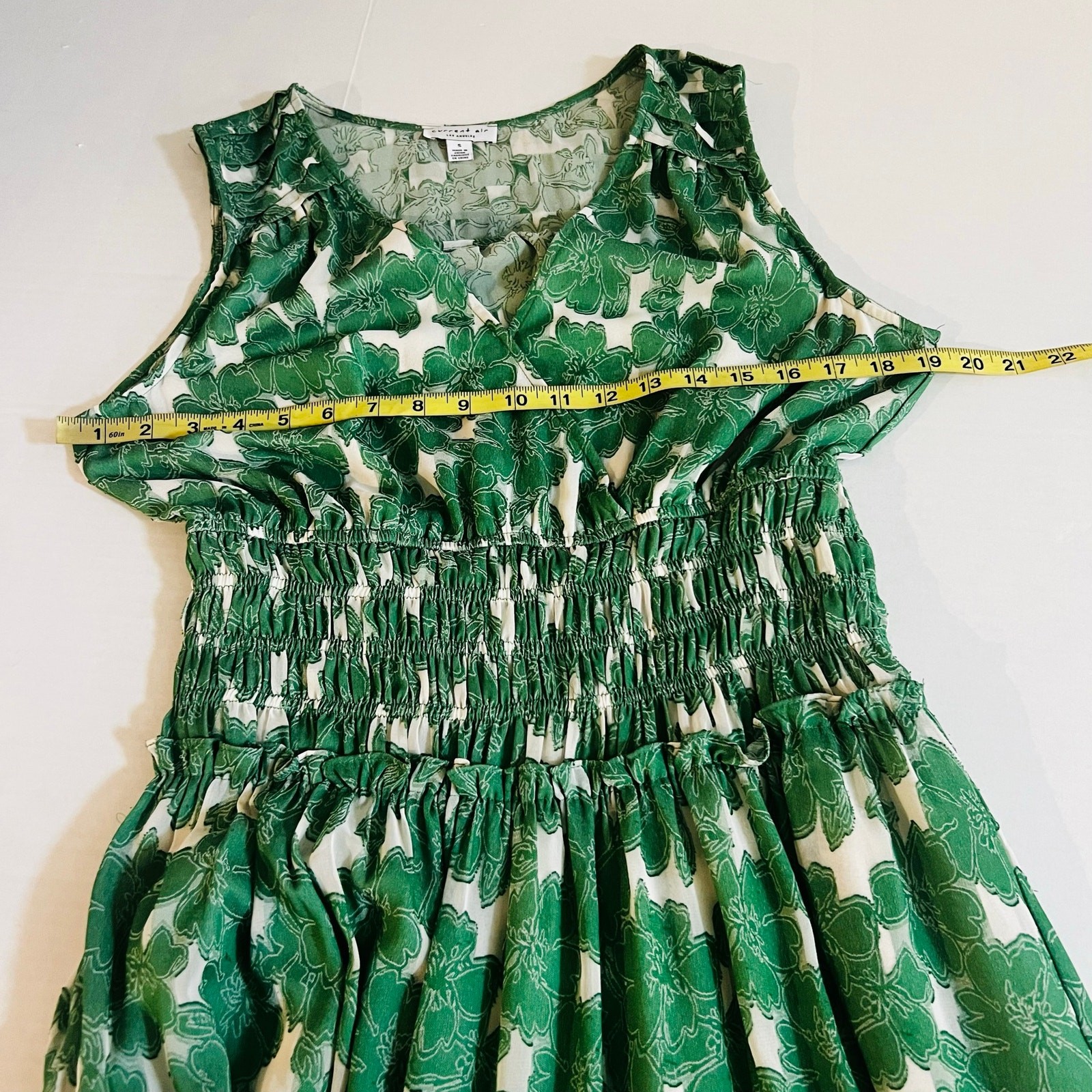 Current Air Green Printed Tiered Maxi Sleeveless Dress Size S Small
