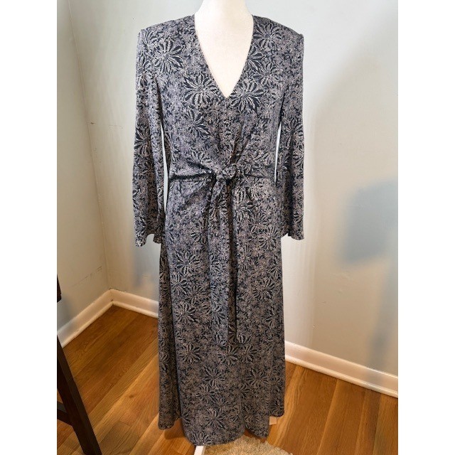 Scanlan Theodore 95% Silk Twist Front Maxi Dress US 4 AU 8 Navy Floral