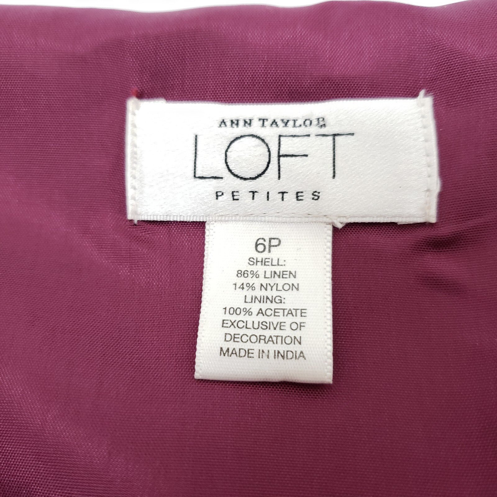 Ann Taylor Loft Size 6P Strapless Dress Magenta Slight Shimmer Taupe Gray