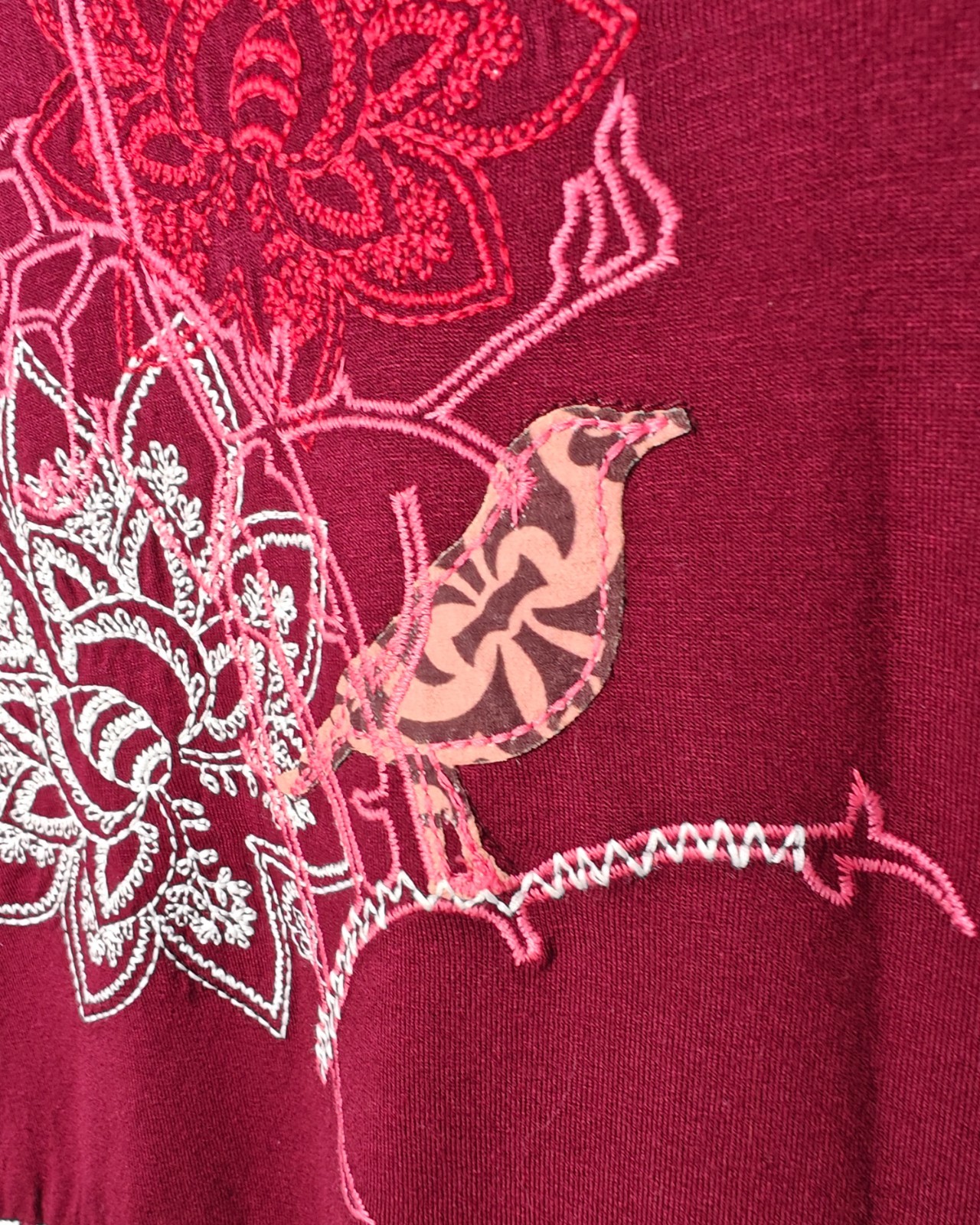 Joe Browns Boho Tiered Tunic Dress Embroidered Maroon Plus Size