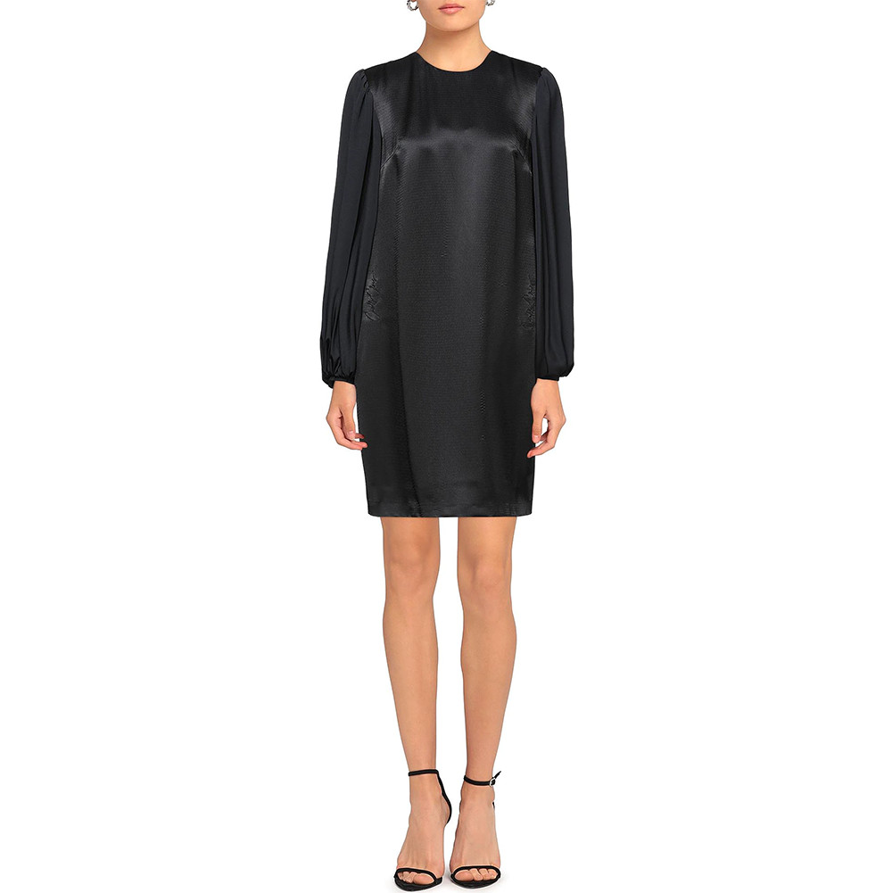 CAVALLI CLASS Dress Viscose Logo Embossed Shift Dress Black Size 42 – RP £496.00