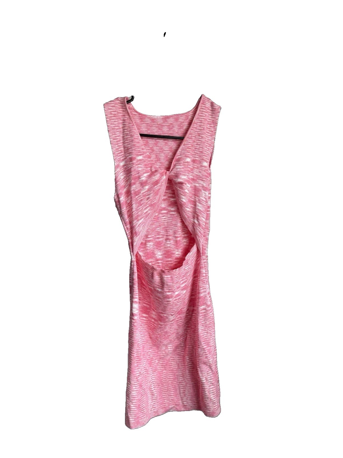 SHEIN Women’s Pink/White Abstract Twist Front V-Neck Sleeveless mini dress S