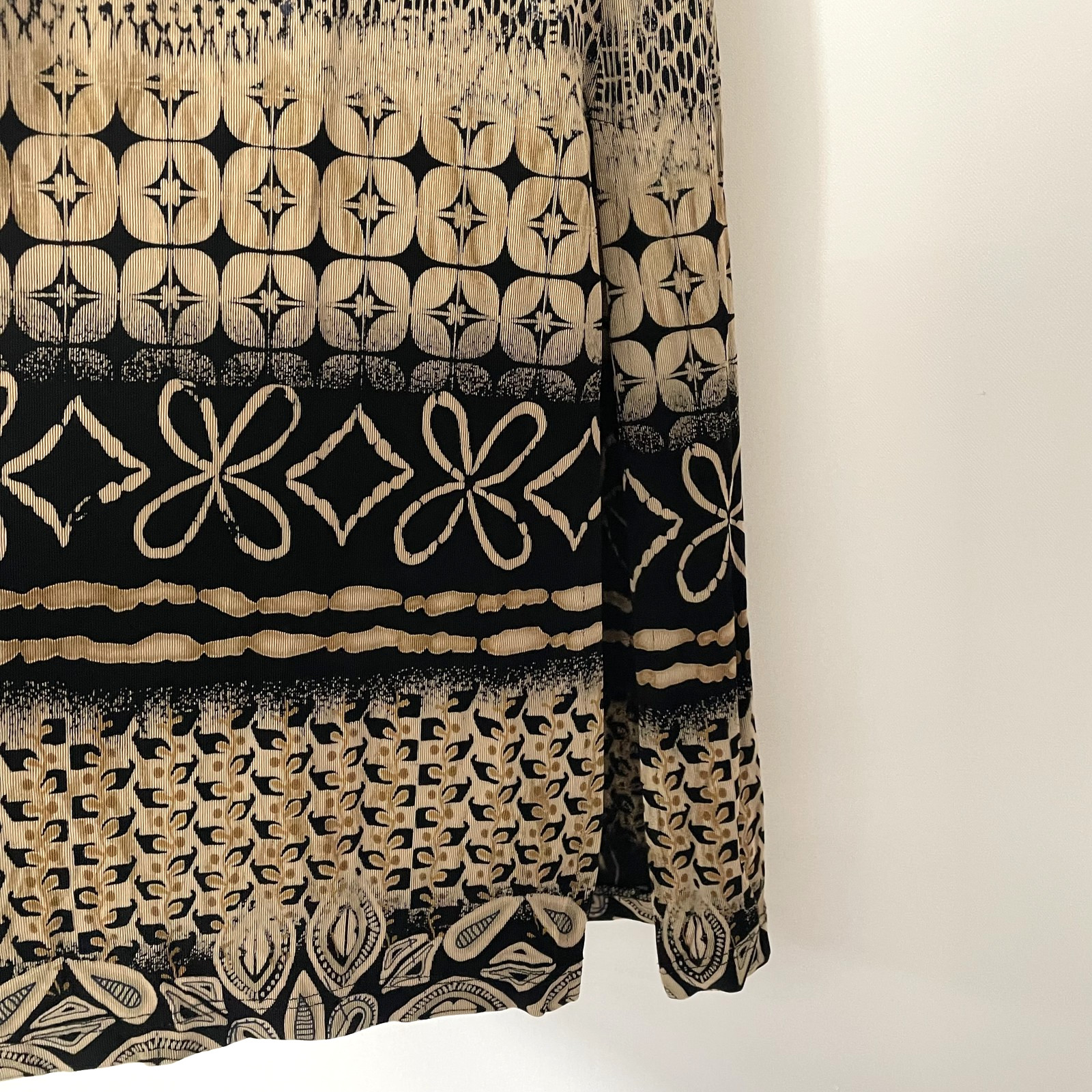 Vintage Coldwater Creek Womens Sleeveless Maxi Tank Dress Tan Black Print M -C