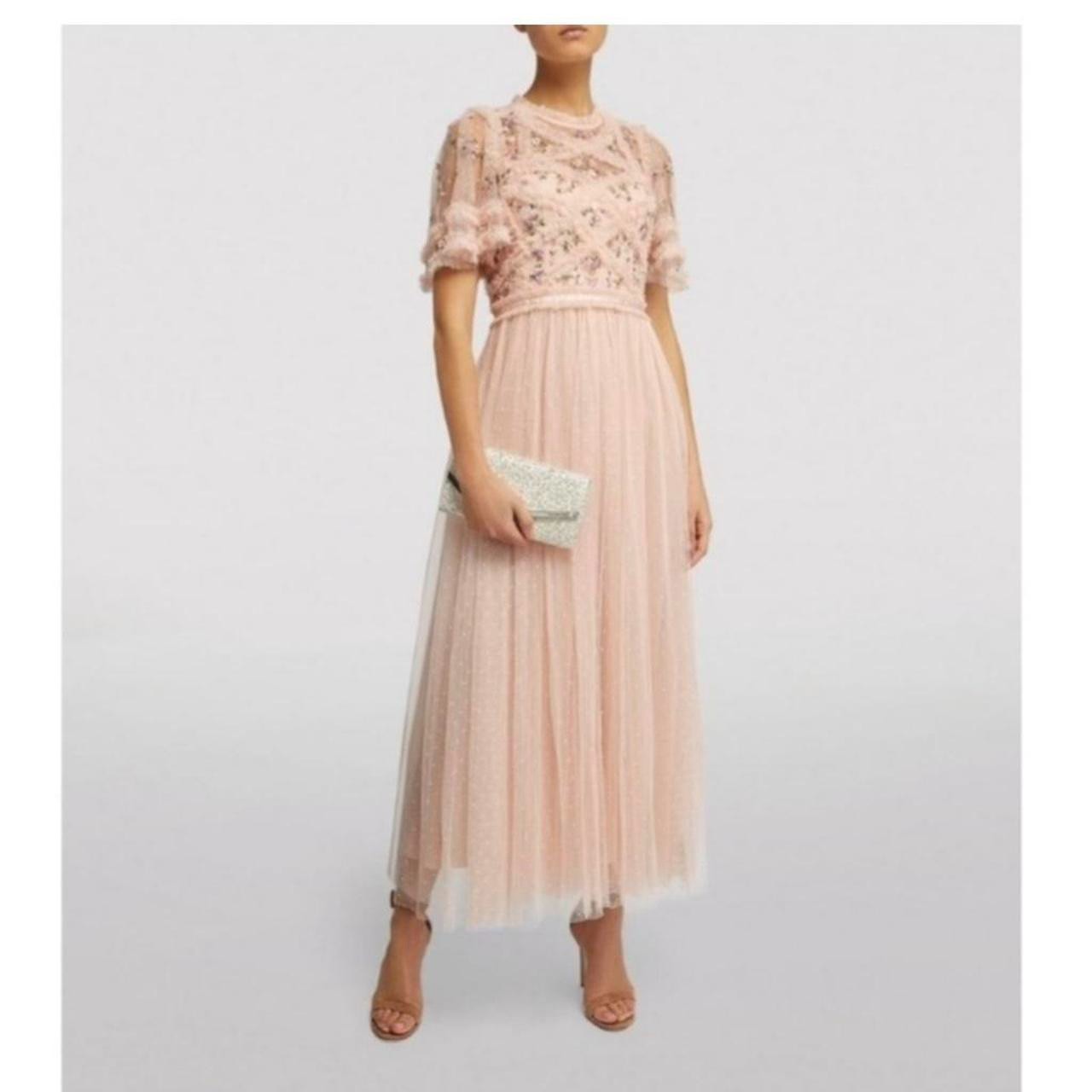 Needle & Thread Pink Tulle Floral Print Embroidered Dress Size 12 $900