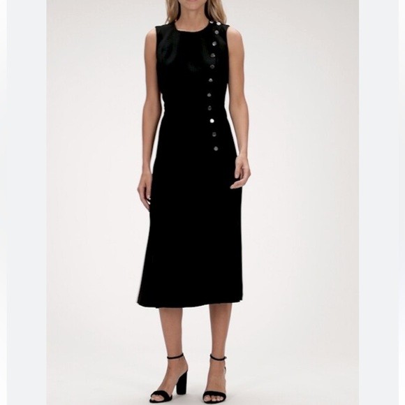 Banana Republic 10 NWT Black Sleeveless Midi Knit Dress Formal Office Classy