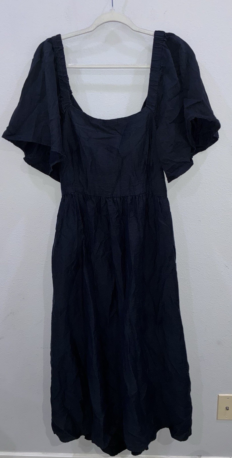 A New Day Women’s Black Open Tie Back Long Short Sleeve Dress Size 2X #465