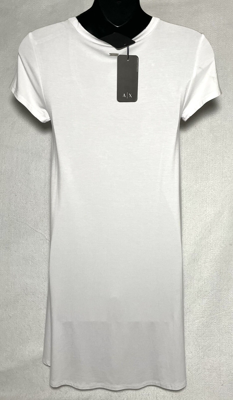 A|X Armani Exchange Womens Mini Dress Short Sleeve V-neck White Soft Stretch NWT