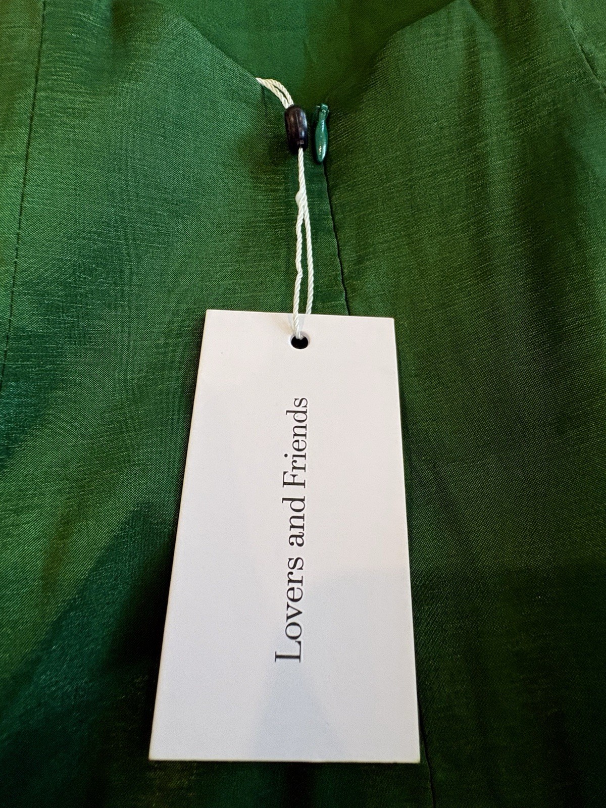 NWT Lovers + Friends Green Satin Halter Mini Dress Old Money Ruffle Sz M Party