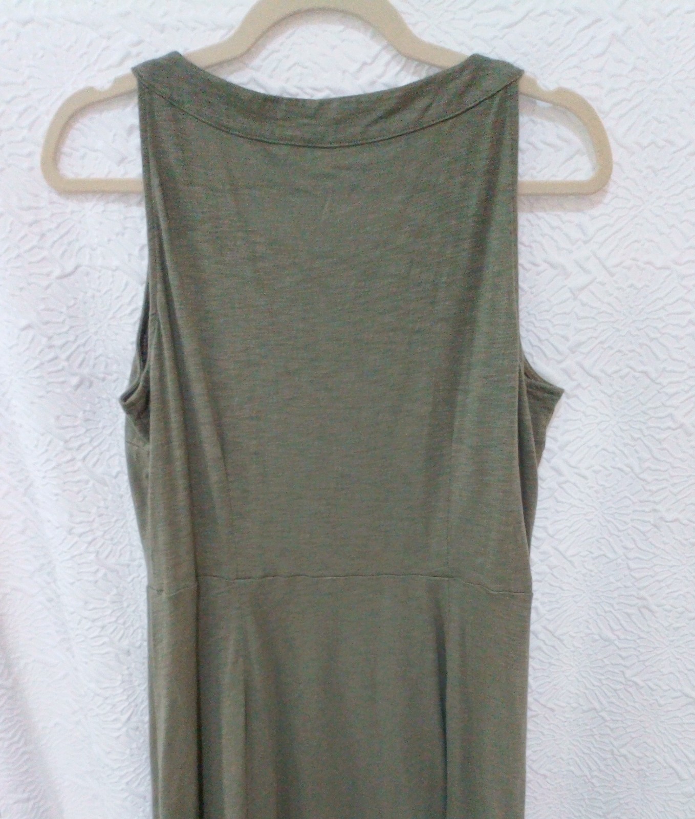 Talbots Olive Green Knit Midi Dress Braided Keyhole Sleeveless Tank LP Petite L