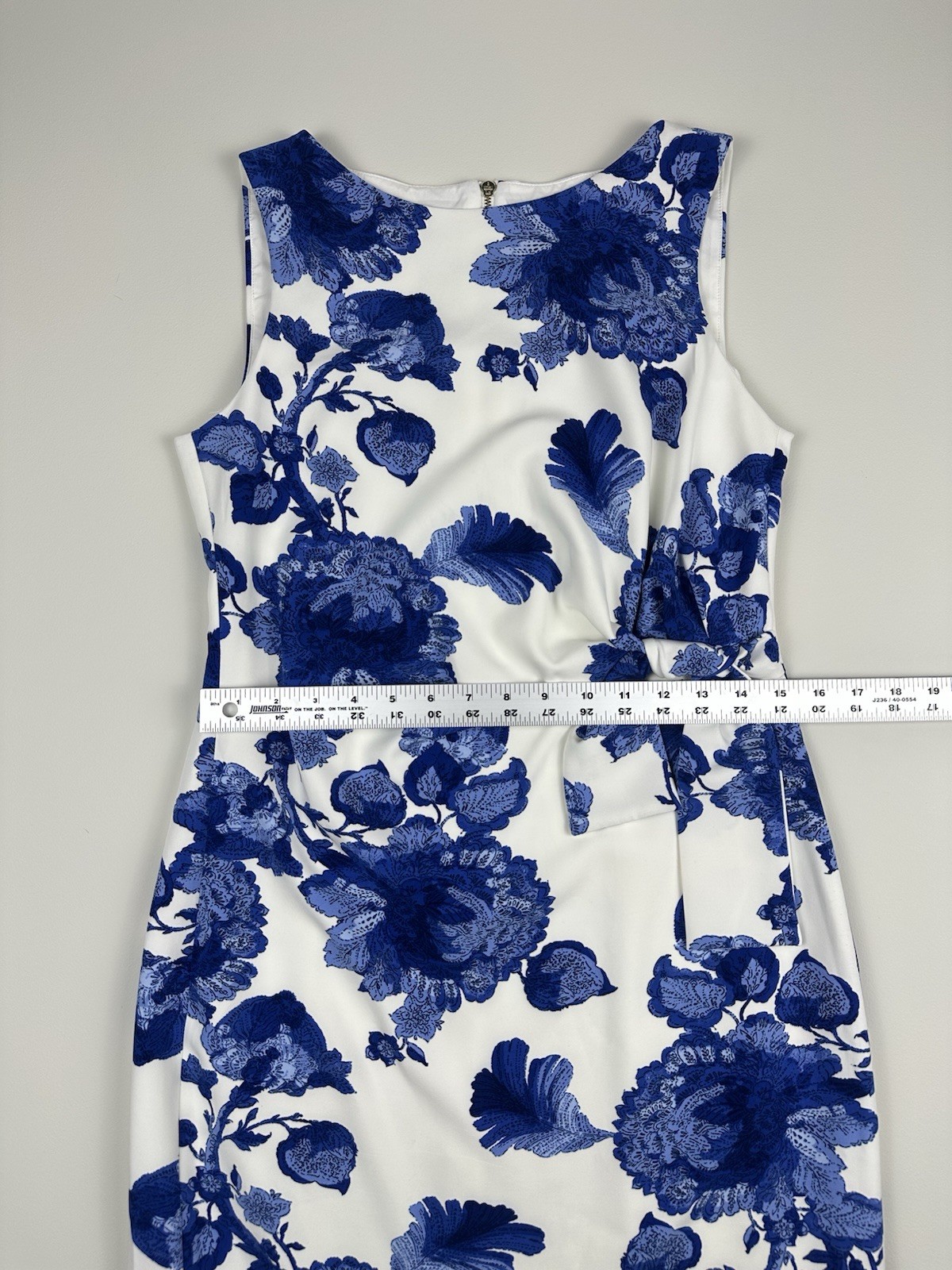 Tommy Hilfiger Floral Sheath Dress Size 4 NWT Blue White Side Tie Stretch