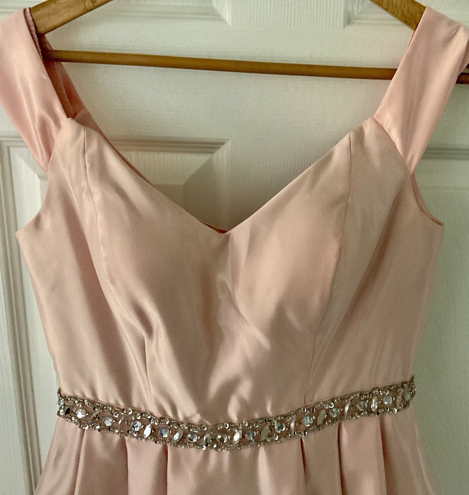 Cindy Collection Fit N Flare Dress Mini Pink Satin Rhinestone Prom Wedding Gown