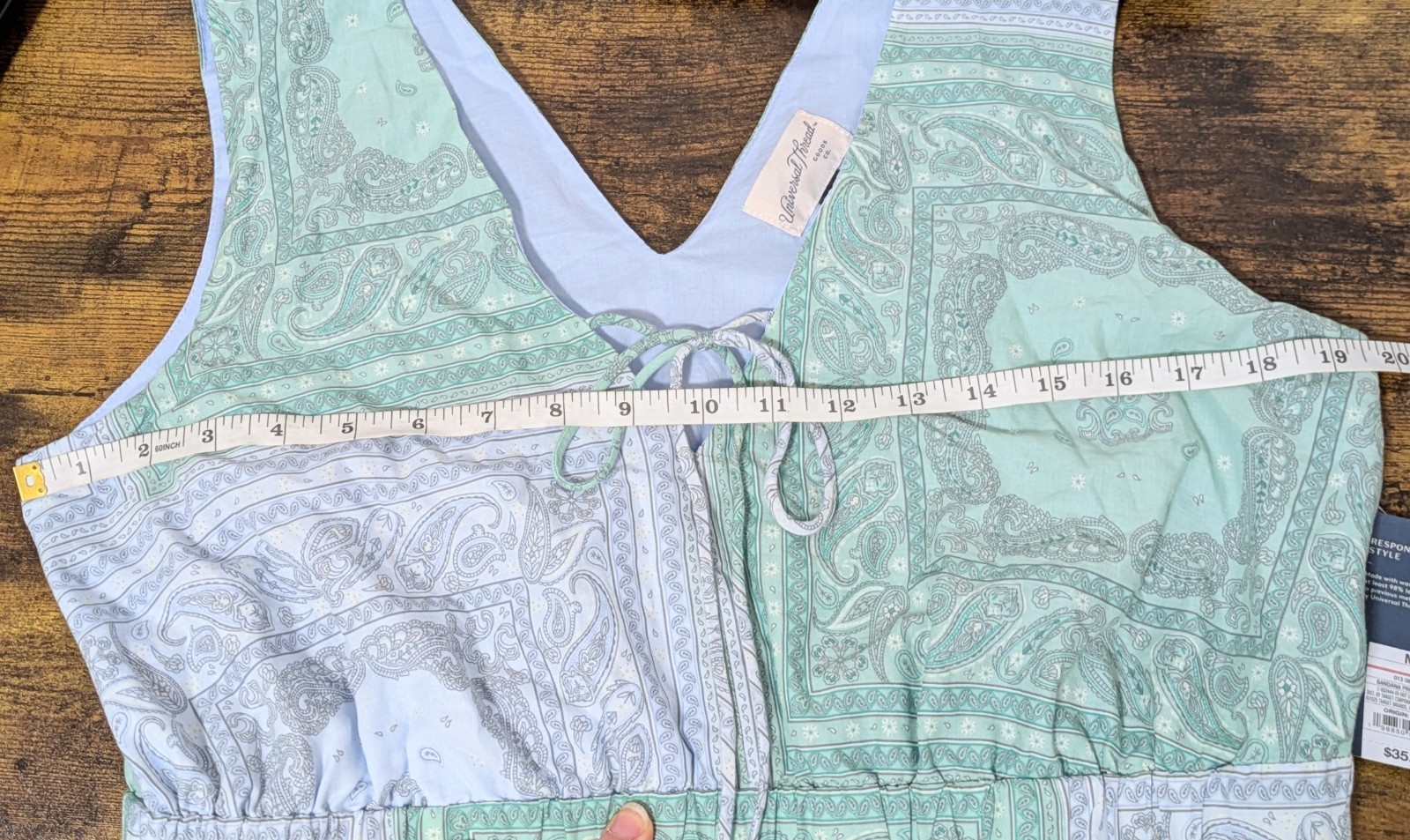 Universal Thread Tie-Front Maxi Dress Green Blue Paisley Sz M Vacation Resort