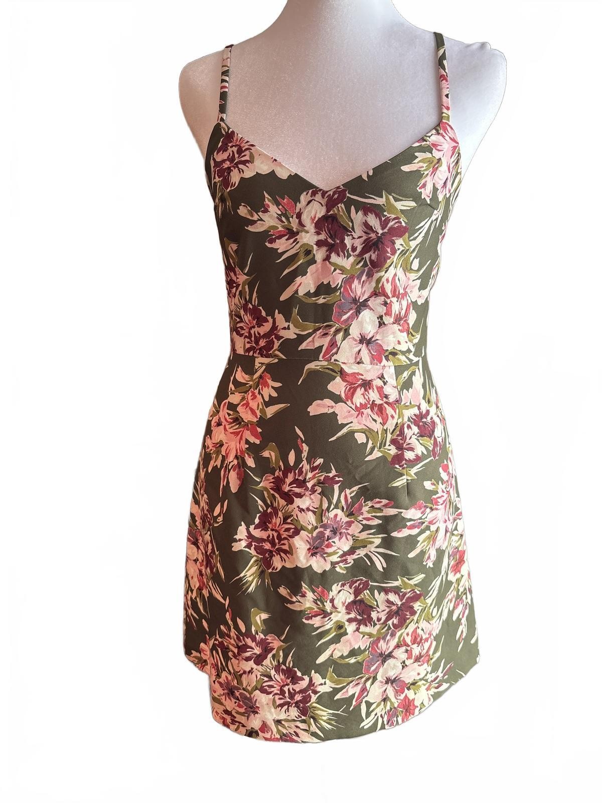 Y2K French Connection Green Floral Dress XXS