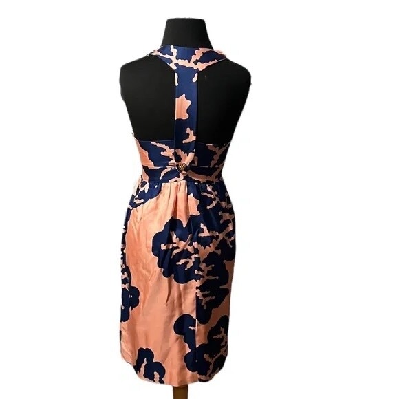 Britt Ryan Boutique Silk T‎ Back Ruffle Women’s SZ 4 Dress W/Gold Floral Buttons