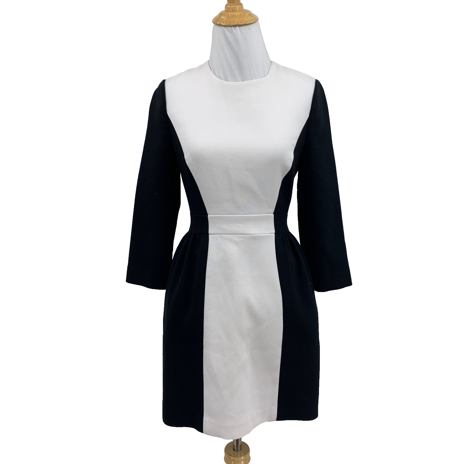 Kate Spade Dress Womens 2 White Black Classic Colorblock Bracelet Sleeve BackZip