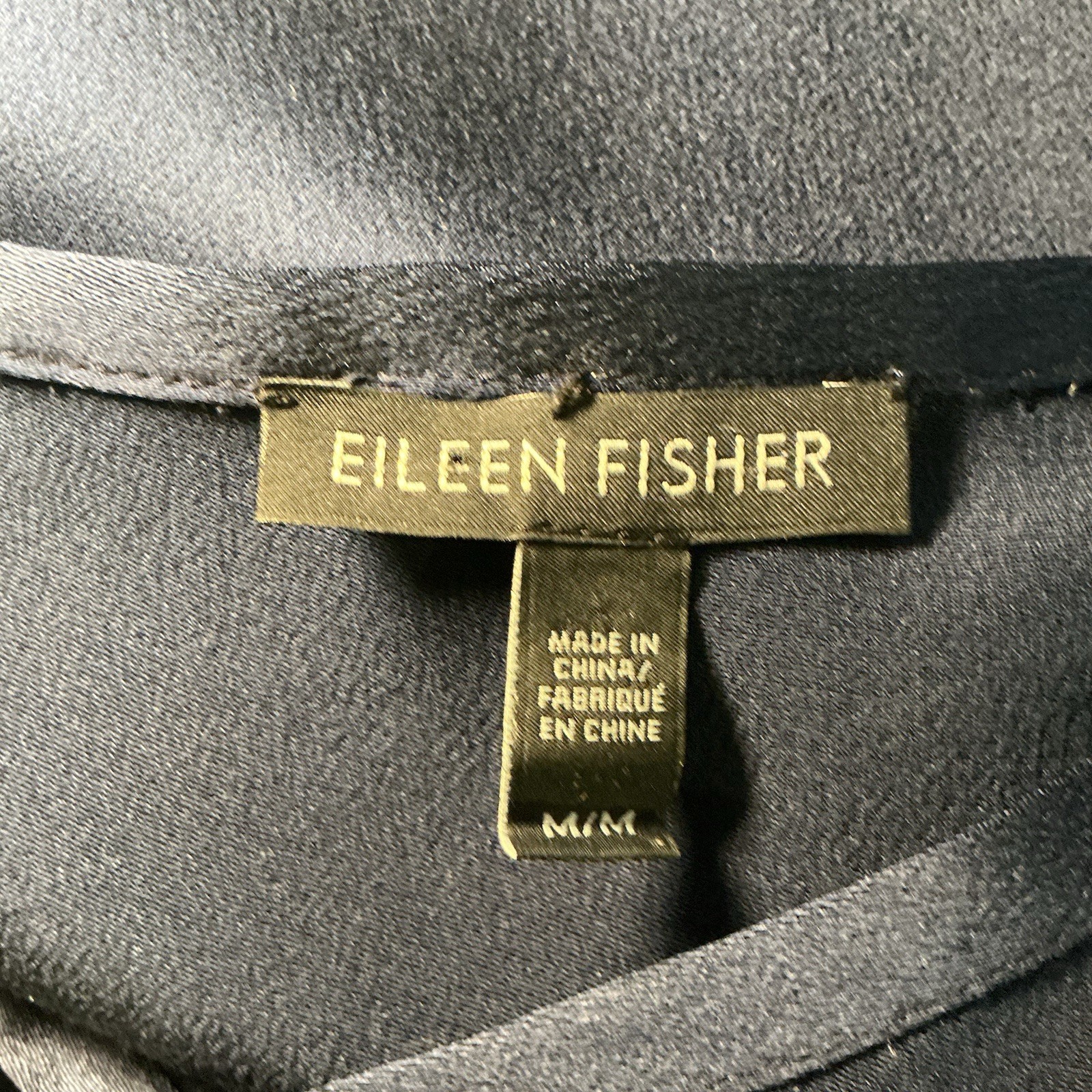 Eileen Fisher 100% Silk Shift Dress Blue Cap Sleeve Pockets Women’s Medium