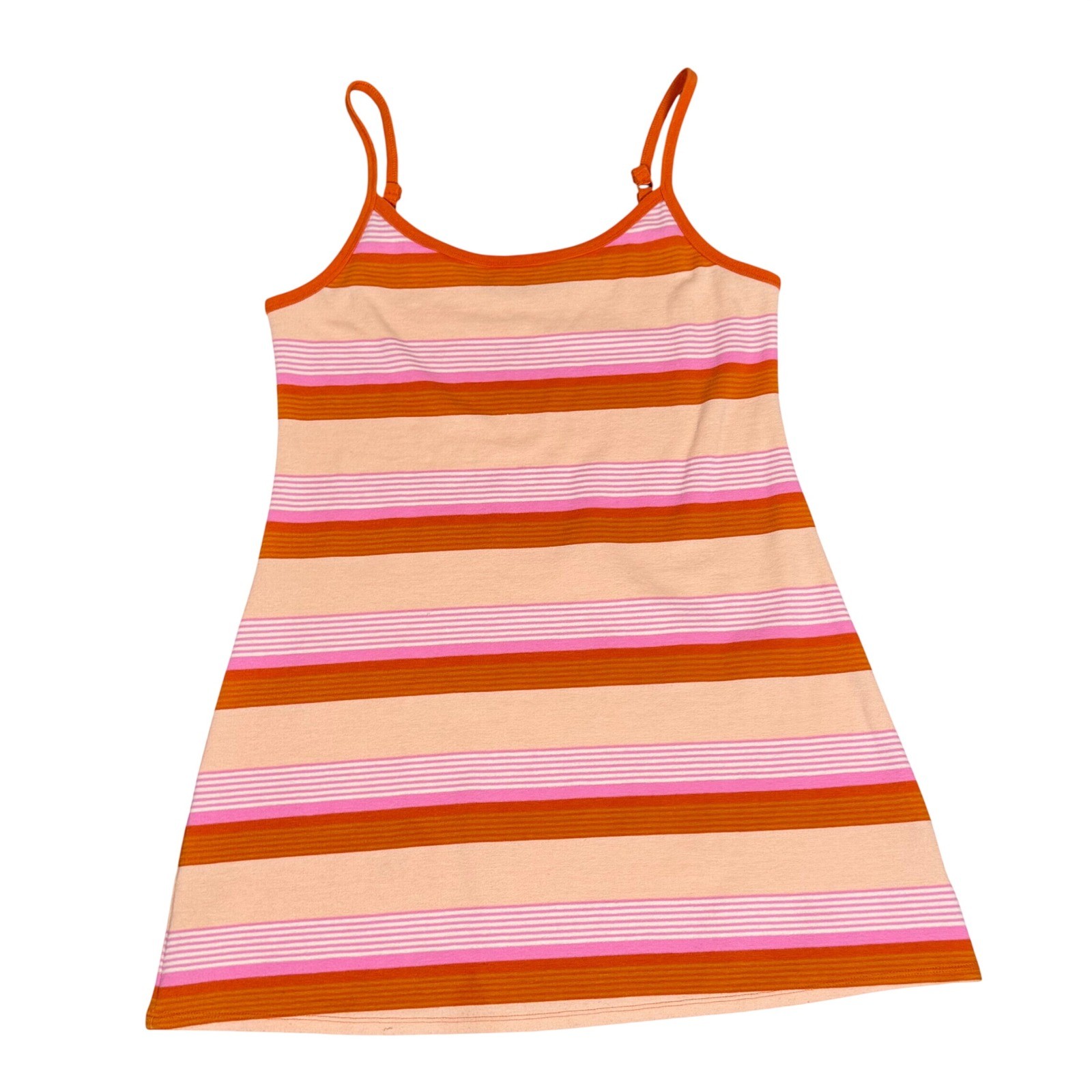 American Eagle Striped Camisole Mini Dress Womens Large Orange Pink Sleeveless