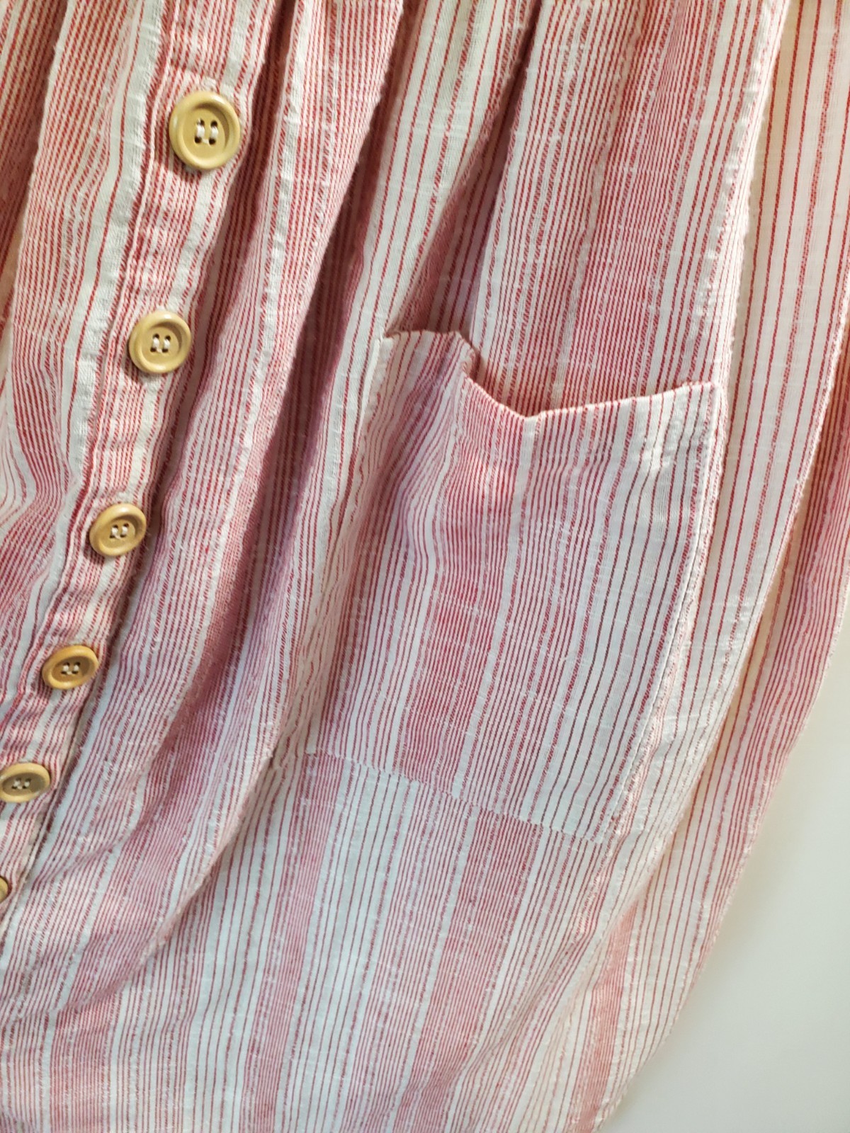 Easel Botique Pink Striped Button Detailed Smocked Dress Size Large