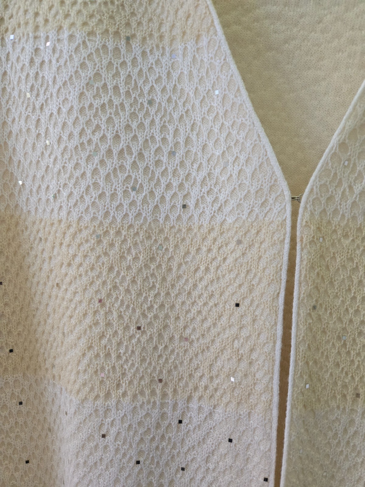 St. John Knits “Evening” Jacket Beige/White Stripe w/Silver Size 8
