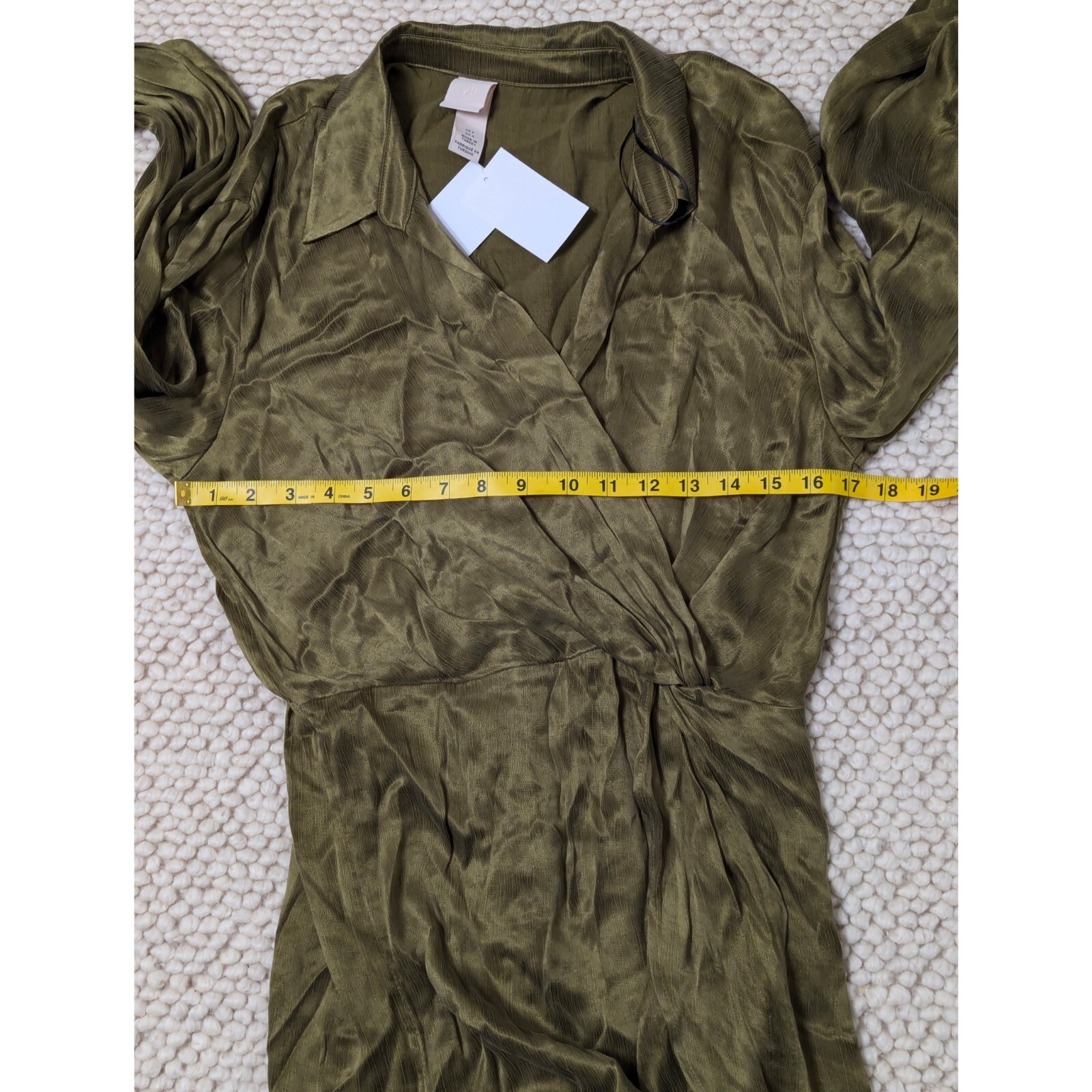 H&M Low-cut V-neck Wrapover Tunic with Draped Knot Detail Size 6