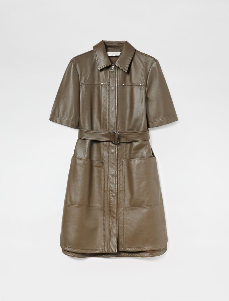 🌟 Sportmax by MAX MARA Nappa LEATHER Dress Usa2_ It36_ De32_ Uk4_ Fr34