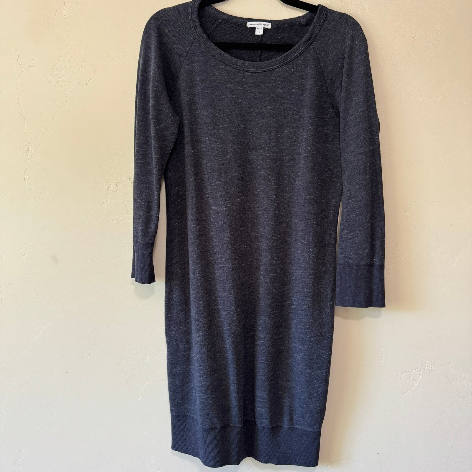 James Perse Raglan Sweatshirt Dress Womens 2 Black Terry Made USA