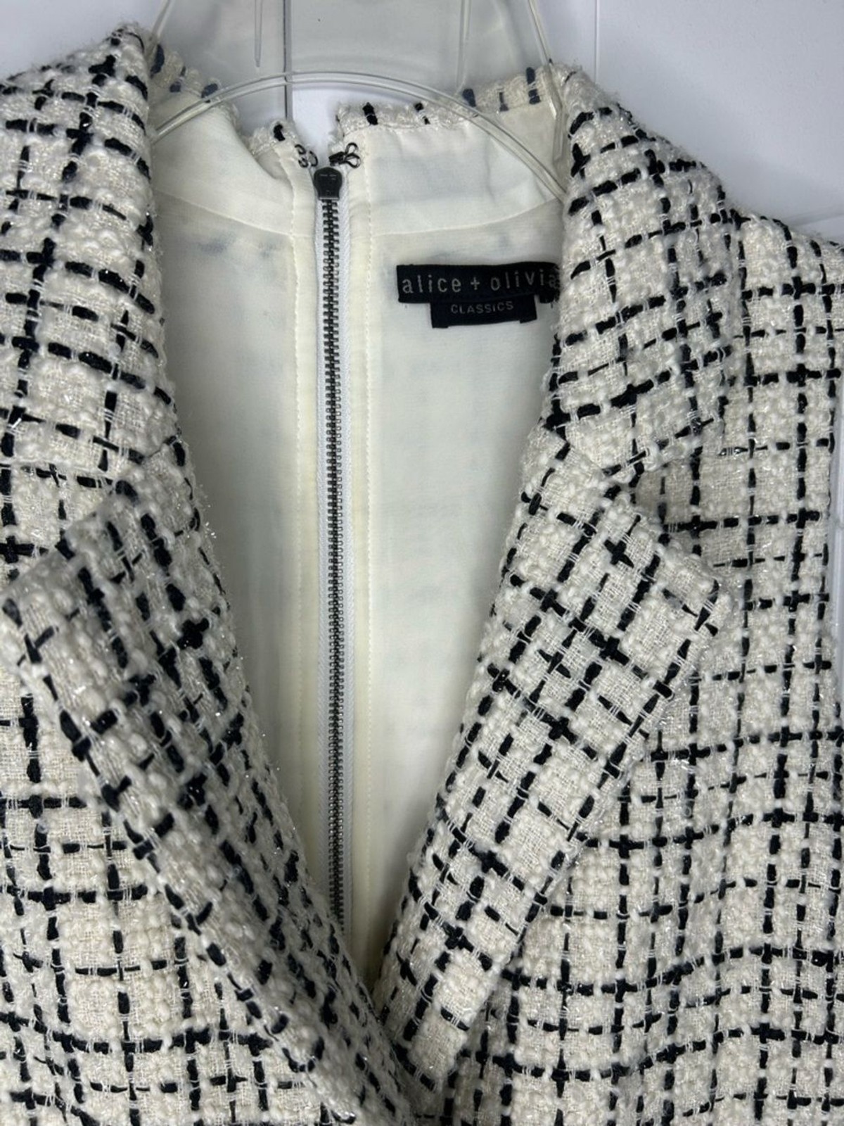Alice + Olivia Jordy Double Breasted Tweed Tuxedo Mini Sleeveless Dress SIZE 8