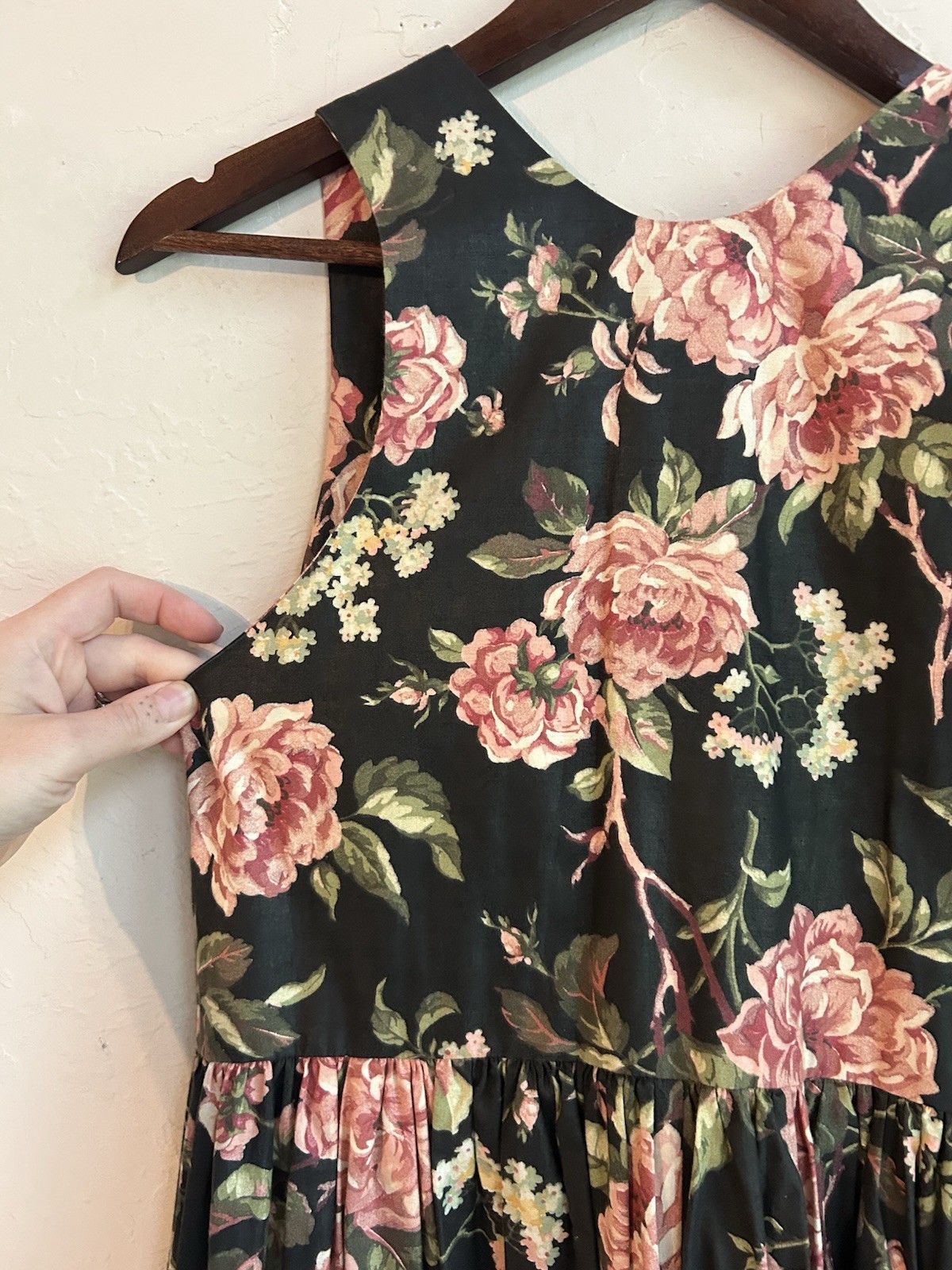 Vintage 80s 90s Pineapple Patch Overall Dress XS Midi Asymmetrical Cottagecore
